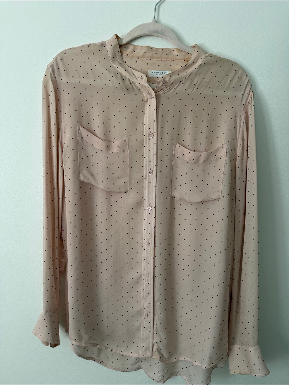Equipment Pale Blush Dot Long-Sleeve Shirt
